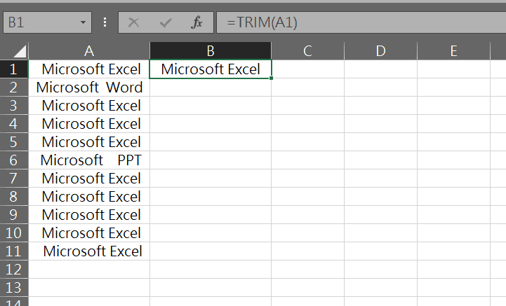 excel 刪除空白 trim