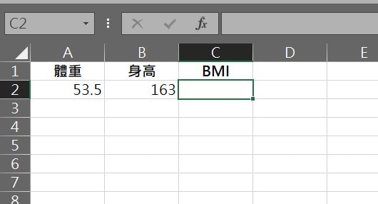 excel BMI