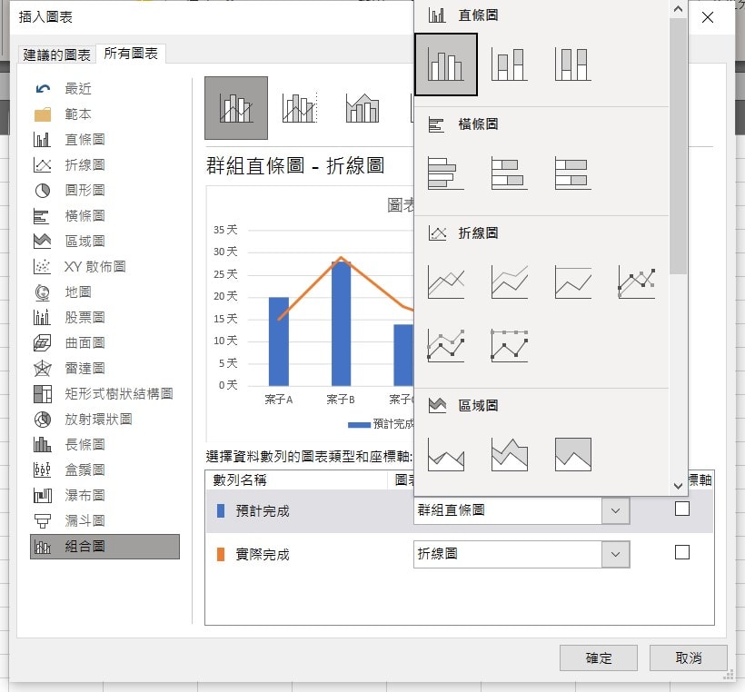 excel 組合圖