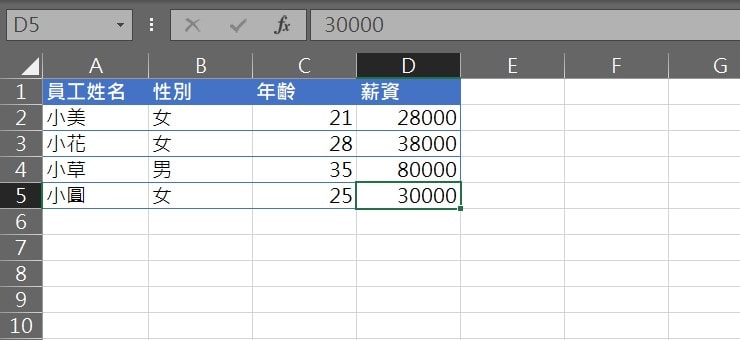 excel 格式化為表格