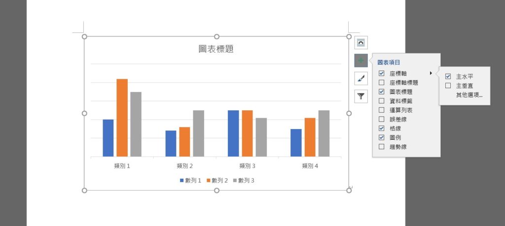 word ppt excel 隱藏圖表座標軸