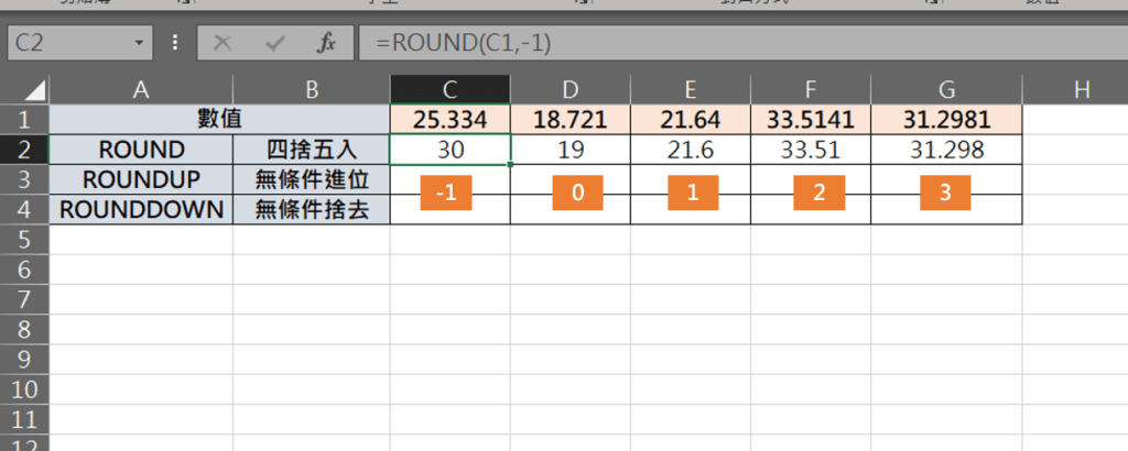 excel round 四捨五入設定