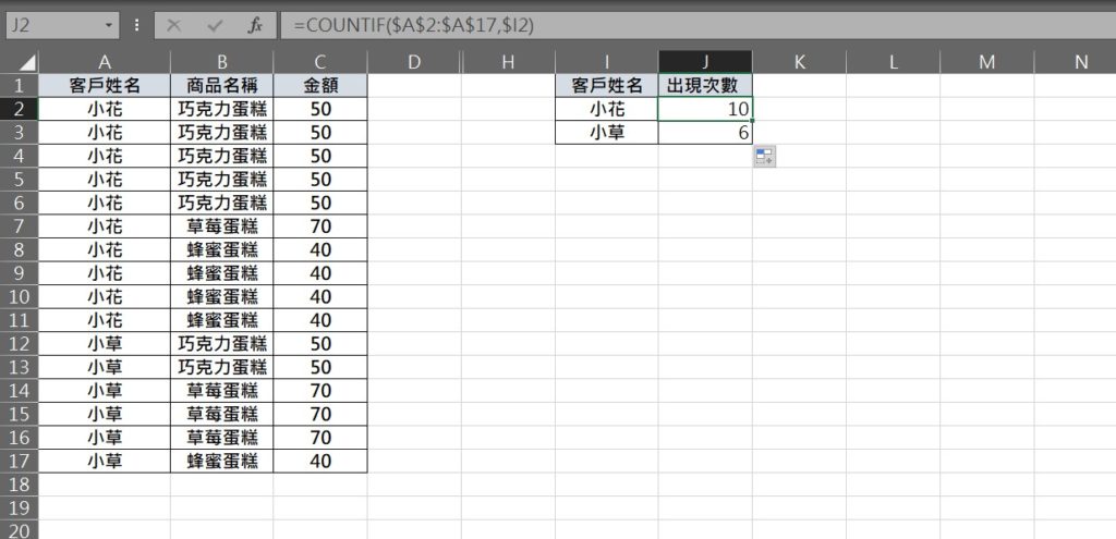 excel 人名加總 相同名稱加總