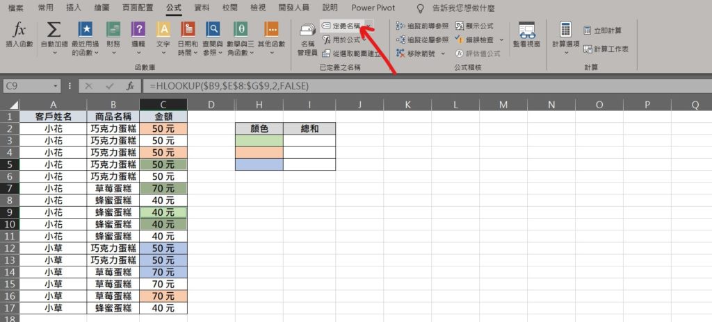 excel 以儲存格顏色為條件加總 儲存格顏色公式 計算顏色儲存格數量 儲存格顏色計算