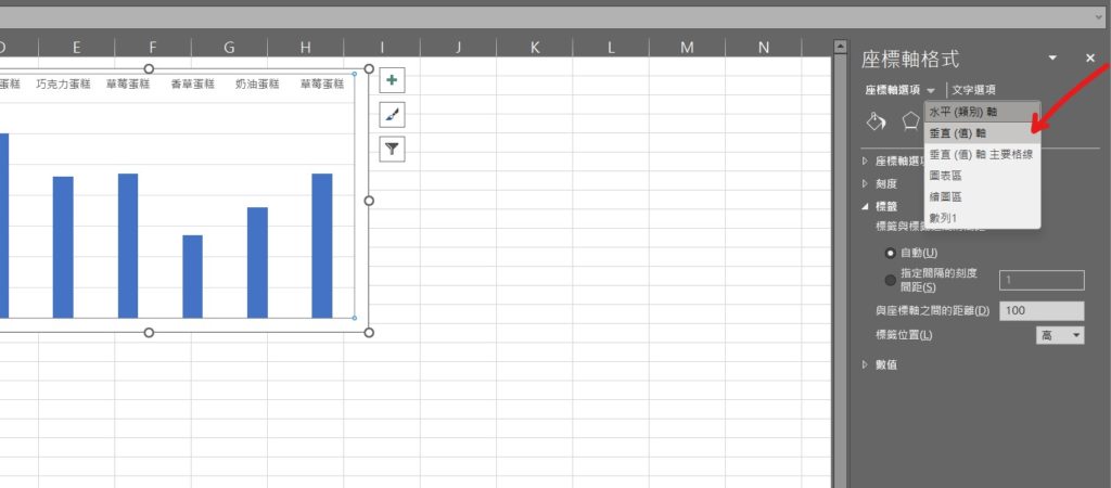 excel 圖表座標軸位置