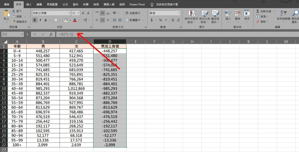 excel 人口金字塔