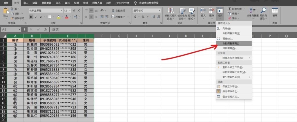 excel 儲存格自動調整大小 自動調整列高 行距自動調整 自動調整寬