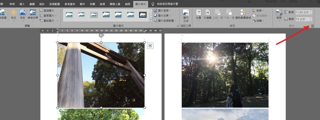 word 統一照片大小