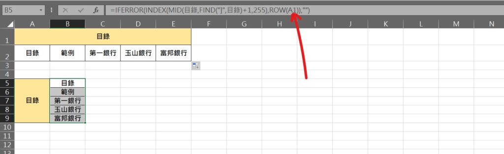 excel 所有工作表名稱