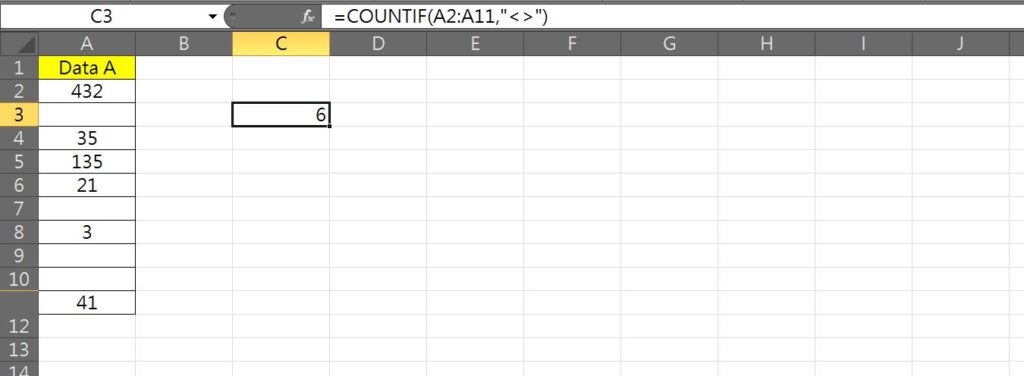 excel countif not blank 非空白