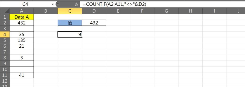 excel countif not blank 非空白