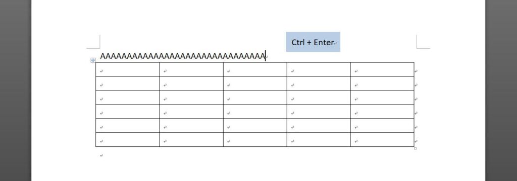 word 表格強制換頁