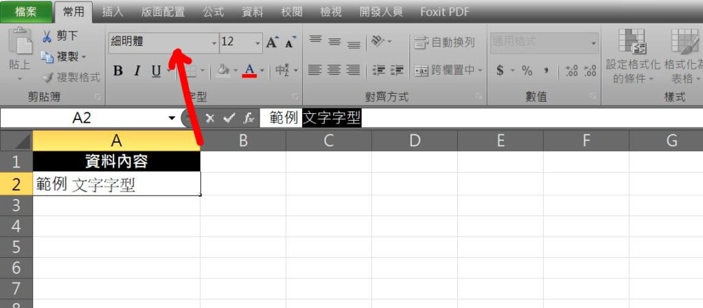 excel 儲存格不同字型