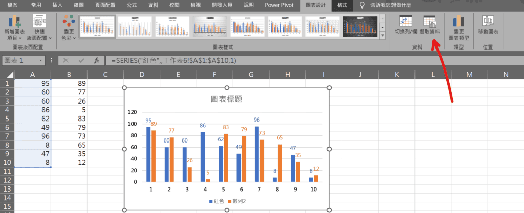 excel 圖表數列名稱 數列名稱顯示 數列名稱修改 圖例修改